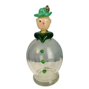 Czechoslovakia Decanter Bohemia Glass Village Man Kord Bottle Vintage Tyrolean